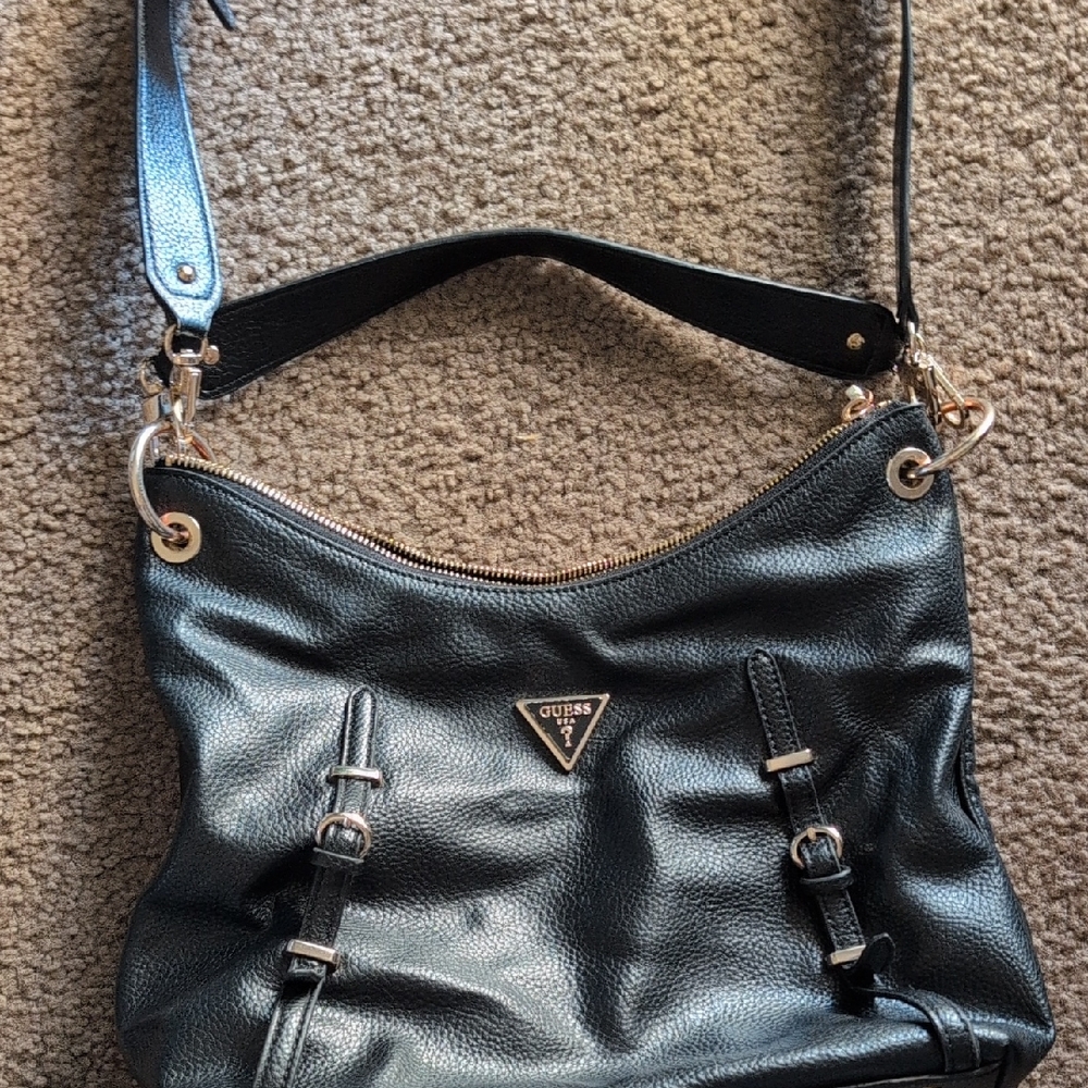 GUESS Black Textured Shoulder Bag